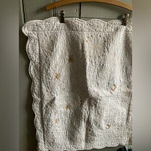 Cracker Barrel Embroidered Star Pillow Sham Case Standard Farm White Gold